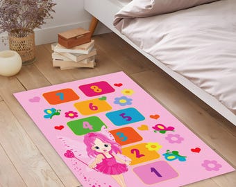 Hopscotch Rug | Girl Room Rug | Kids Room Rug | Kids Rug | Children's Area Rug | Area Rug | Non Slip Rug | Girl Room Rug | Custom Kids Rug