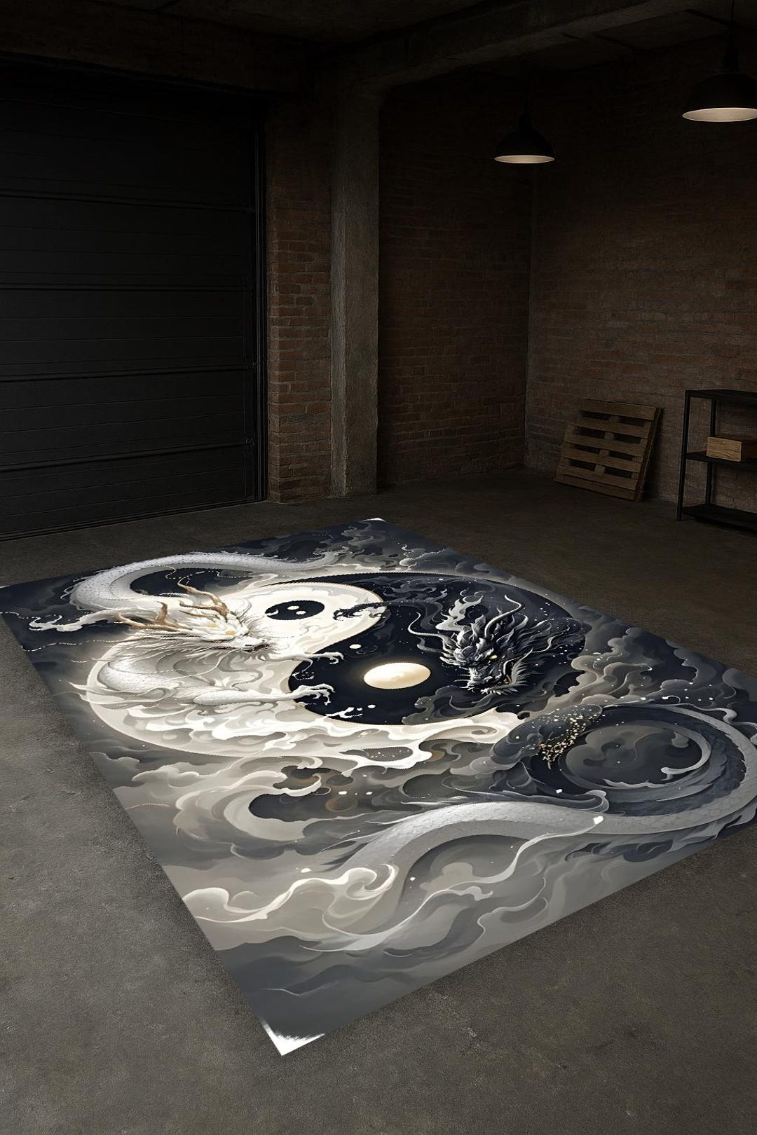 Dragon Rug Irl Yin Yang Dragons | Chinese Dragon Rug | Modern Mythological Carpet ...