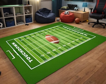 Alfombra de campo de fútbol americano / Regalo para él / Decoración de fútbol americano / Alfombra deportiva para salas de juegos de niños y adolescentes / Fútbol americano