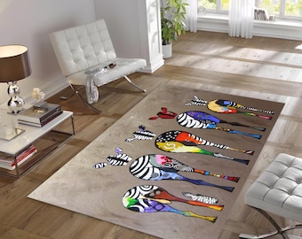 Zebra Pattern Rug | Cute Zebra Print Rug | Modern Rugs | 3D Printeds Rug | Colorful Rug | Living Room Rug| Customs Rug | Soft Rug