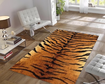 Alfombra con estampado de tigre, decoración de tigre, moderna y abstracta, para sala de estar, tamaño personalizado de 8 x 10 y 9 x 12 pulgadas, para dormitorio y regalos de Navidad.
