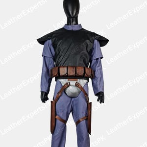 Jango Fett Mandalorian Flight Suit | Star Wars Cosplay Costume with Leather Girth Belt | Boba Fett Inspired Outfit