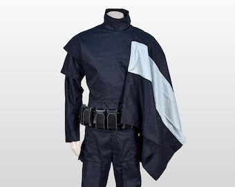 Boba Fett Mandalorian Cosplay | Star Wars Black Flight Suit with Cape and Belt | Comic Con & Halloween Costume