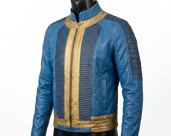 Fallout Vault Jacket, Vault-Tec Cosplay Jacket, Blue & Yellow Gamer Jacket, Post Apocalyptic Costume, Comic Con Halloween Outfit