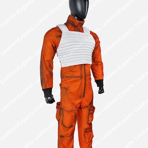 Handmade Rebel Pilot Costume: Luke Skywalker X-Wing Cosplay - Orange Jumpsuit & Vest
