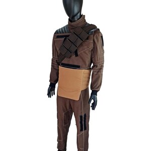 Star Wars Mandalorian Din Djarin cosplay costume brown undersuit outfit 4-piece side angle view