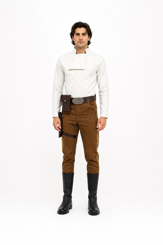 Han Solo Costume | Han Solo Cosplay Outfit | Star Wars Smuggler Costume with Corellian Bloodstripes Pants | Halloween Comic Con