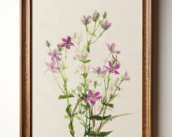 Purple Wildflowers Print – Botanical Digital Art, Rustic Countryside Wall Decor, Spring Floral Instant Download, TimprintsStudio