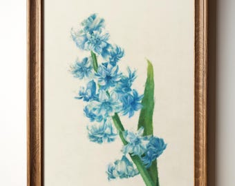 Blue Hyacinth Wall Art Print, Botanical Flower Garden Decor , Spring Floral Digital Download, Pastel Printable Art, TimprintsStudio