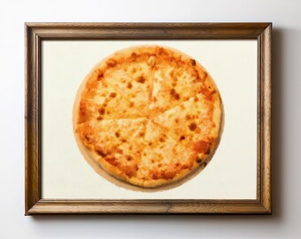 Pizza Wall Art Print – Minimalist Food Illustration, Digital Download, Kitchen Decor, Pizza Lover Gift, Restaurant Decor, TimprintsStudio