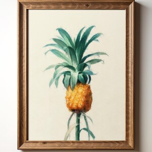 Stampa artistica da parete con ananas - Illustrazione botanica di frutta, Decorazione da cucina stravagante, Download digitale di frutta fresca, Decorazione tropicale, TimprintsStudio