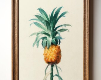 Lámina de piña para pared: ilustración botánica de fruta, decoración de cocina original, descarga digital de fruta fresca, decoración tropical, TimprintsStudio