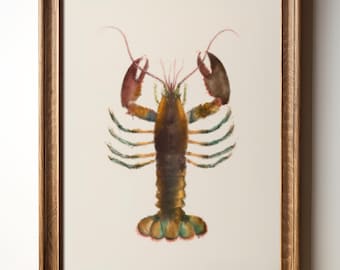 Lobster Digital Print – Coastal Marine Wall Art, Nautical Kitchen Decor, Seafood Illustration, Instant Digital Download, TimprintsStudio