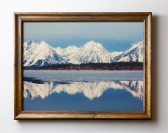 Grand Teton in Winter Landscape Art Print – Serene Snowy Mountain Wall Art, Rustic Cabin Decor, National Park Decor, TimprintsStudio