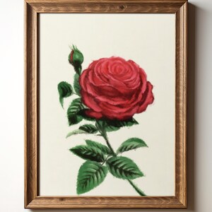 Red Rose Wall Art Print, Romantic Botanical Flower Illustration, Digital Download Floral Decor, Vintage-Style Garden Art, TimprintsStudio
