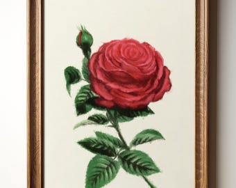 Red Rose Wall Art Print, Romantic Botanical Flower Illustration, Digital Download Floral Decor, Vintage-Style Garden Art, TimprintsStudio