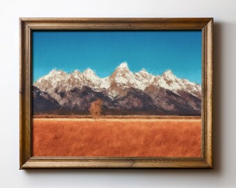 Grand Teton Fall Landscape Wall Art – Mountain Range Digital Download, Autumn Decor Print, National Park Prints, TimprintsStudio