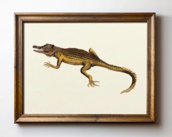 Rustic Wildlife Decor - Alligator Print Instant Download, Crocodile Digital Wall Art, Swamp Reptile Illustration, TimprintsStudio