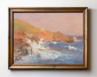 Pink Ocean Sunset Instant Download - Relaxing Beach Wall Decor, Warm Coastal Nature Print, Boho Nautical Gift Idea, TimprintsStudio