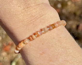 Peach Moonstone Rondelle Bracelet