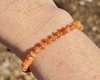 Sunstone Bracelet, 3x5mm Polished Rondelle Gemstone Beads