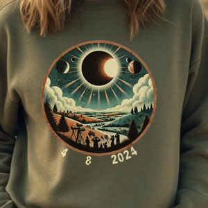Solar Eclipse 2024 Shirt, Vintage Eclipse Sweatshirt, Sun & Moon Astrology Top, Eclipse 2024 Memorabilia Shirt, Solar Eclipse Souvenir