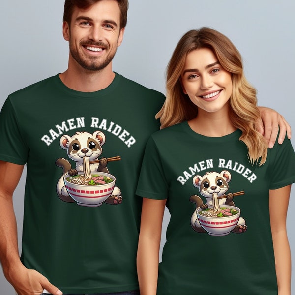 Ferret Ramen Noodle Shirt, Funny Ramen Noodle Eating Ferret T-Shirt, Unique Graphic Ramen Tee, Unisex Gift for Ferret Lovers