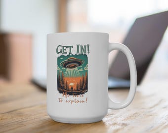 Funny UFO Coffee Mug, Alien Abduction, Believer Gift