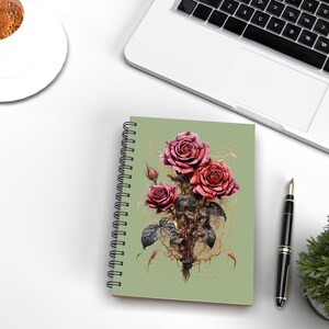Gothic Notebook Journal, Gothic Roses, spiral notebook, gift for her, daily journal, aesthetic goth notebook, mindfulness journal