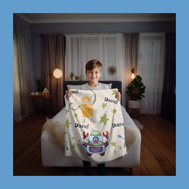 Personalized Blanket for Young Boy, Personalized Cute Boy Plush Blanket
