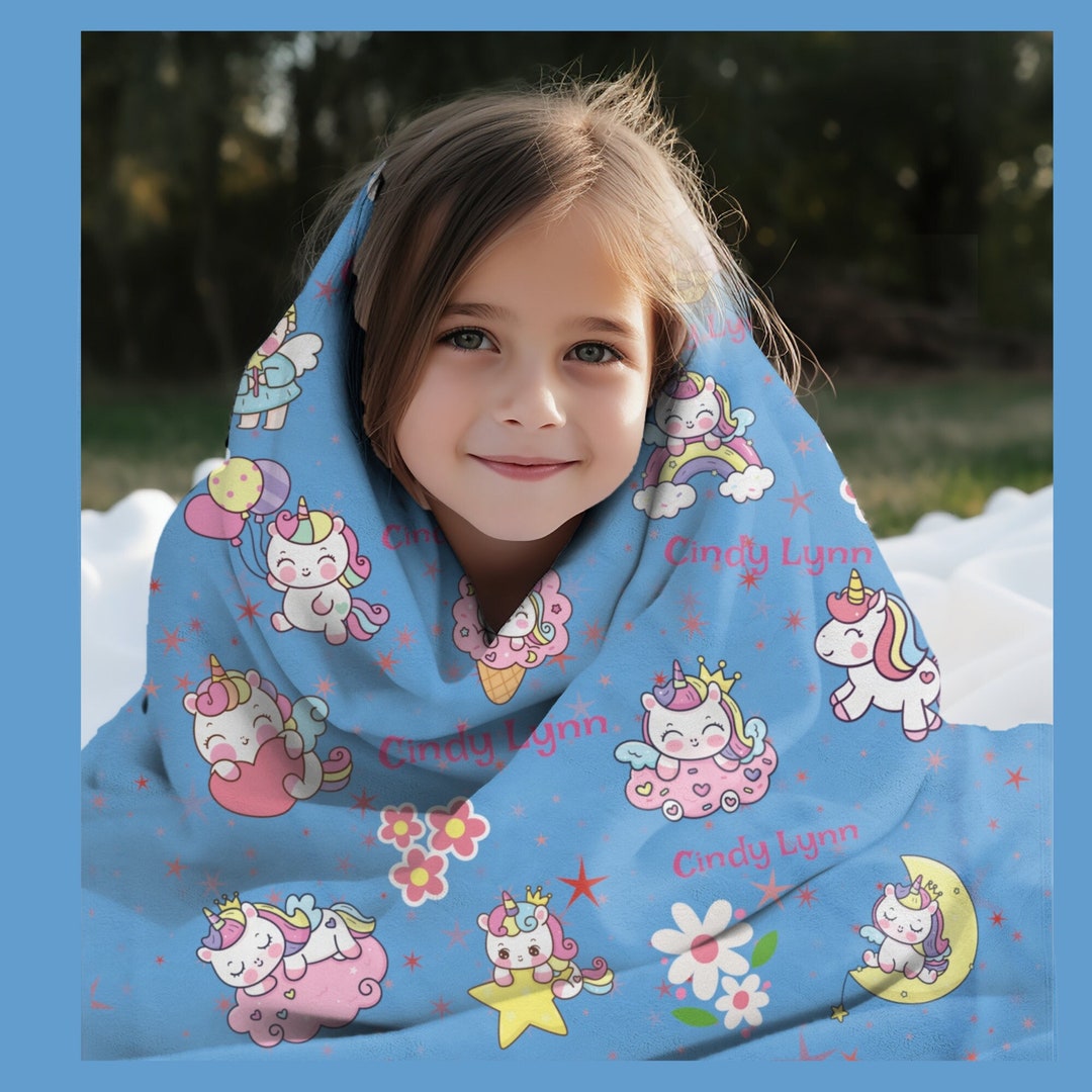 Personalized Blanket for Young Girl, Personalized Cute Girl Plush