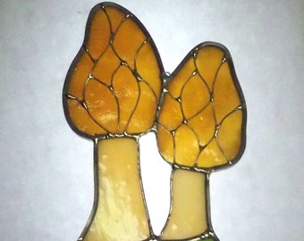 Morel Mushrooms Stained Glass Sun Catcher