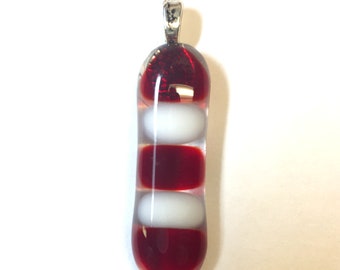 Peppermint Stripe Fused Glass Pendant