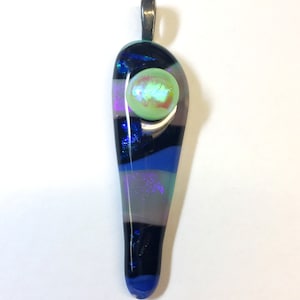 Pendant with Green Glass Nugget Accent Fused Glass Jewelry
