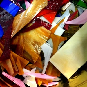 3lbs. Grab Bag of Stained Glass Scrap Pieces Assorted Colors