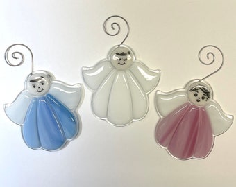 Angels with Face Detail Fused Glass Ornaments