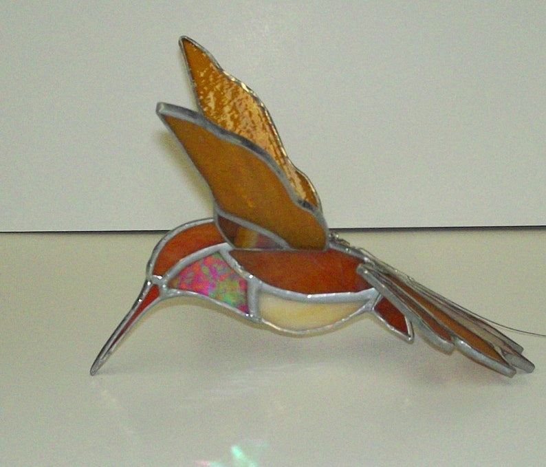 Rufous Humming Bird Stained Glass Mobile image 2