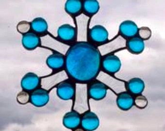 Old World Blue Snowflake Sun Catcher