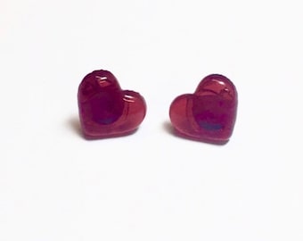 Valentine’s Day Hearts Fused Glass Post Earrings