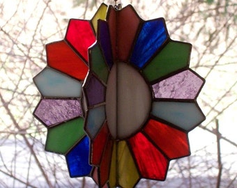 Dresden Style Stained Glass Twirler Mobile