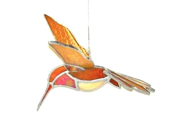 Rufous Humming Bird Stained Glass Mobile