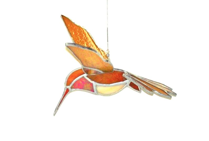 Rufous Humming Bird Stained Glass Mobile image 1