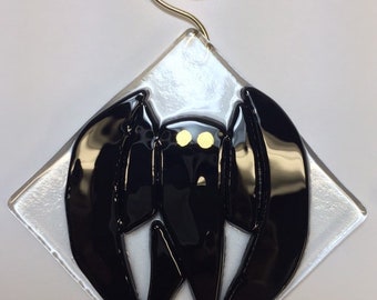 Mothman Ornament fused glass sun catcher