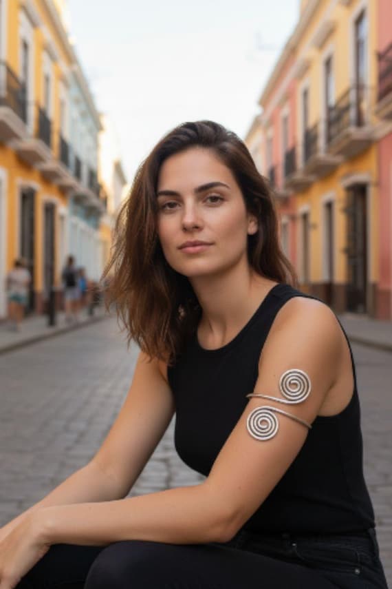 SOLID STERLING SILVER! Upper Arm Bicep Spiral Bel… - image 14