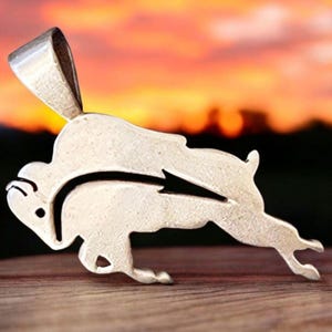Navajo Ray Tracey Buffalo Heart Line Sterling Silver Pendant or Charm!