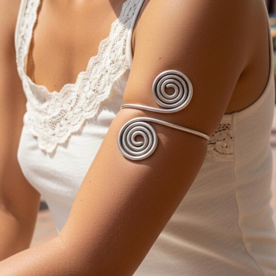 SOLID STERLING SILVER! Upper Arm Bicep Spiral Bel… - image 1