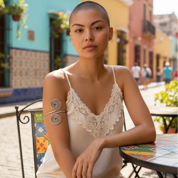 SOLID STERLING SILVER! Upper Arm Bicep Spiral Bel… - image 2