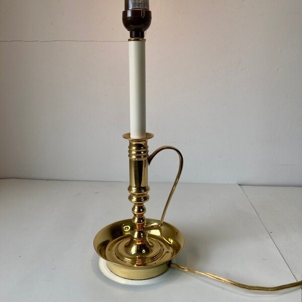 Brass Candlestick Style Table Lamp Cord Switch Electric some patina 13" Vintage Decor Lighting at Quilted Nest