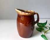Hull Creamer Brown Drip Glaze Pottery Vintage at Quilted Nest