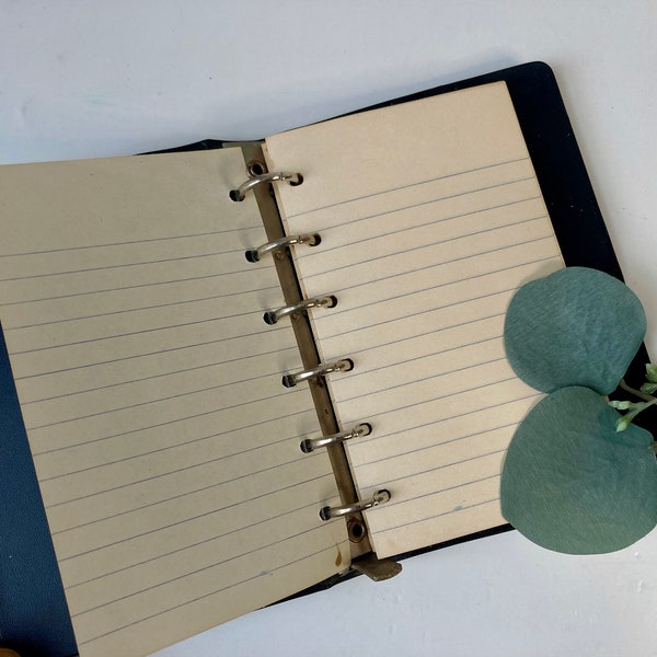 Small Black Notebook Ring Binder Filled w/ Lined Paper Pocket Vintage Books at Quilled Nest